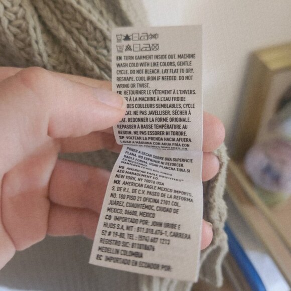 American Eagle AE Oversized Cotton Blend Open Front Faded Olive Green Cardigan S - Picture 6 of 6